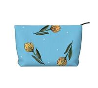 Tulipanes Amarillos Dibujados a Mano,Neceser de Pana, Neceser de Maquillaje portátil, Neceser de Viaje