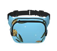 Tulipanes Amarillos Dibujados a Mano,Riñonera Cuadrada de Doble Capa, Bolso de Viaje, Bolso Informal para el Pecho.