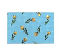 Tulipanes Amarillos Dibujados a Mano, Rompecabezas de 1000 Piezas, Rompecabezas de Madera para Toda la Familia, decoración de Pared para Adultos y Adolescentes.