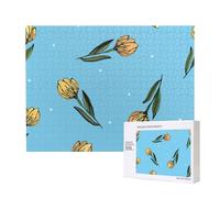 Tulipanes Amarillos Dibujados a Mano,Rompecabezas de Madera de 500 Piezas, Juego Familiar, Rompecabezas para Adultos, Adolescentes, decoración del hogar
