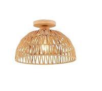 Tulipas Para Lamparas Mimbre Natural Handmade Wicker Lampshade for Restaurant Bedroom Living Room Retro Wabi-sabi(23CM)