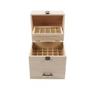 TuliperMood Caja de almacenamiento para aceites esenciales de pino para 59 botellas, soporte de madera de pino, seguro para transporte y almacenamiento en casa, Color madera, moderno