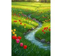 Tulips 1000 Piece Jigsaw Puzzles for Adults, Colourful, Challenging & Brainteasing Adult Puzzles 1000 Pieces Stream, Fun jigsaws for The Whole Family 30x20 Inch