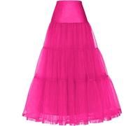 Tulle Falda Enagua Tutú de Tul para Mujer Larga Ballet Cancan Enagua Falda Vintage Mujer Cancan Long Wedding Petticoat Vestido cóctel Falda Enaguas de Boda Vestido Falda de línea A(Rosa1,42)