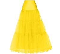 Tulle Falda Enagua Tutú de Tul para Mujer, Larga Ballet Cancan Enaguas Faldas Vintage Cancan, Long Wedding Petticoat Vestido cóctel Falda Underskirt de Boda Vestidos Faldas de línea A(Amarillo,34)