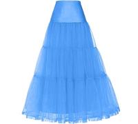 Tulle Falda Enagua Tutú de Tul para Mujer, Larga Ballet Cancan Enaguas Faldas Vintage Cancan, Long Wedding Petticoat Vestido cóctel Falda Underskirt de Boda Vestidos Faldas de línea A(Cielo Azul,38)