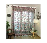 Tulle transparent curtain floral pattern valance drape polyester living room kitchen transparent curtain for home purple 140 cm x 250 cm (on rod)