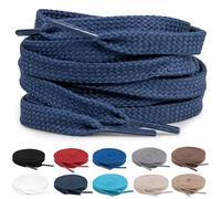 TULMERO 2 pares de cordones 100% algodón - Cordones planos para zapatillas, 8 mm de ancho, cordones de repuesto para calzado deportivo, azul marino, 150
