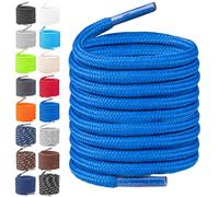 TULMERO Cordones de Senderismo Redondos - Cordones Resistentes al Desgarro - Poliéster Duradero Shoe laces - Ø4mm, azul, 150cm - 2 Paare