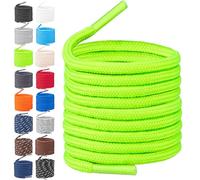 TULMERO Cordones redondos para senderismo - Cordones resistentes al desgarro - Poliéster resistente Shoe laces - Ø4mm, verde neón, 90cm - 2 Paare