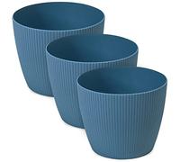 TULMERO Macetero mate, macetero de plástico, maceta decorativa para plantas grandes, juego de 3 macetas, macetero para hierbas, (3 unidades), color azul marino, diámetro de 22 cm