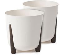 TULMERO Macetero mate, macetero de plástico, maceta decorativa para plantas grandes y pequeñas, juego de 2 macetas, macetero para hierbas, color crema, diámetro de 34 cm