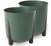 TULMERO Macetero mate, macetero de plástico, maceta decorativa para plantas grandes y pequeñas, juego de 2 macetas, macetero para hierbas, (2 unidades), color verde, diámetro de 30 cm