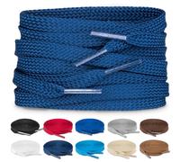TULMERO SULPO 2 pares de cordones planos 8 mm para zapatos, azul marino, 180 cm - 2 Paare