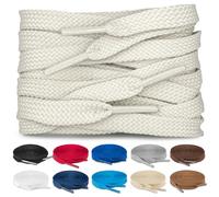 TULMERO SULPO 2 pares de cordones planos 8 mm para zapatos, beige, 120 cm - 2 Paare