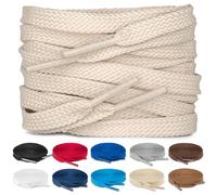 TULMERO SULPO 2 pares de cordones planos 8 mm para zapatos, beige claro., 150 cm - 2 Paare