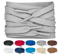 TULMERO SULPO 2 pares de cordones planos 8 mm para zapatos, gris, 90 cm - 2 Paare