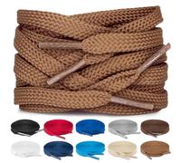 TULMERO SULPO 2 pares de cordones planos 8 mm para zapatos, marrón, 90 cm - 2 Paare