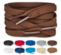 TULMERO SULPO 2 pares de cordones planos 8 mm para zapatos, Marrón Oscuro 2, 90 cm - 2 Paare