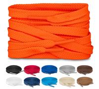 TULMERO SULPO 2 pares de cordones planos 8 mm para zapatos, naranja, 120 cm - 2 Paare