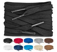TULMERO SULPO 2 pares de cordones planos 8 mm para zapatos, Negro , 150 cm - 2 Paare