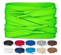 TULMERO SULPO 2 pares de cordones planos 8 mm para zapatos, verde neón, 120 cm - 2 Paare