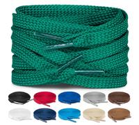 TULMERO SULPO 2 pares de cordones planos 8 mm para zapatos, verde oscuro, 90 cm - 2 Paare