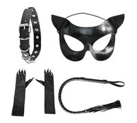 Tulov 4 Stück Katze Cosplay Set,Katzenkostüm Damen Kinder,Tier Kostüm Set Halloween Karneval Cos play Party,Cos play Katze Accessoires,Karneval Katzen Cos play Accessoires,Karneval Katzen Cos play