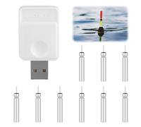 Tulov Batería LED para pesca de poses, 9 unidades, recargable CR425, batería de 3,7 V, para campanas de alarma y pose, compatible con accesorios de pesca (plata)