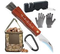Tulov Cepillo de setas, guantes, bolsa de colección, afilador de cuchillos, mosquetón, juego de coleccionista de champiñones