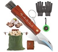 Tulov Cuchillo de setas con cepillo, guantes, bolsa de recolección de setas y brújula, cuchillo coleccionable de setas, bolsa plegable, bolsa de setas, juego de regalo para coleccionistas de hongos