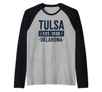 Tulsa Oklahoma EST. 1836 Orgullo Vintage de la Ciudad Natal Camiseta Manga Raglan