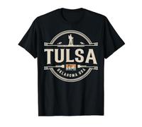 Tulsa Oklahoma USA City Travel Diseño Urbano Camiseta gráfica económica, Hombre, Negro, L
