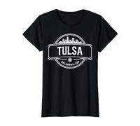 Tulsa Oklahoma USA City Travel Diseño Urbano Camiseta gráfica económica, Mujer, Negro, XL