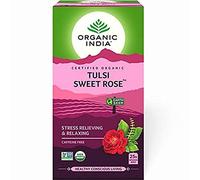 Tulsi Sweet Rose - 25 bolsitas de té de infusión en cada paquete de grasa para ajustar, paquete de 3 + taza de cerámica gratis