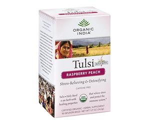Tulsi Tea Organic Rspbry Peach 18 Ct (6 Per Box) by Organic India ( Multi-Pack)