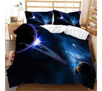 TULTOAP Ropa de cama infantil Galaxia de 135 x 200 cm, 3D planetas, ropa de cama para niños y niñas, estrellas universo, juego de funda nórdica suave y cómoda, con cremallera y funda de almohada