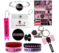 Tulufanskrr Blackpink Fanartikel Fans Geschenk Set Merch Kpop Merchandise Geschenke Set für Blink Schlüsselbund Silikonarmbänder Handyhalterung Aufkleber Geldbörse reflektierstreifen