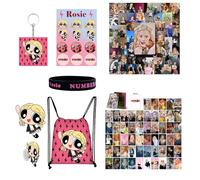 Tulufanskrr Blackpink Rosé Regalo Artículo para fans, Rosie Fans Regalo para Blink, Kpop Blackpink Rose Merchandise Rosé APT Mochila, Llavero (Conjunto de mochila de modelado de pie rosa)