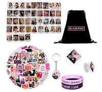 Tulufanskrr Blackpink - Set de regalo para fans, merchandising negro rosa K-pop, mochila, llavero, tarjetas y pulseras de silicona