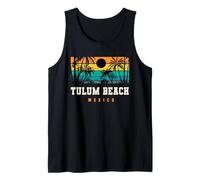 Tulum Beach México Retro Atardecer Palma Tulum Riviera Maya Camiseta sin Mangas