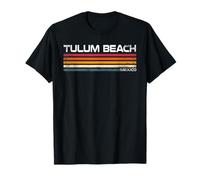 Tulum Beach México Retro Rayas Vintage Viaje Diseño Camiseta