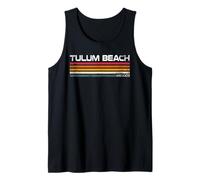 Tulum Beach México Retro Rayas Vintage Viaje Diseño Camiseta sin Mangas