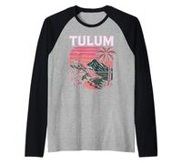 Tulum México Retro Beach Travel Influencer Modelo Maya Camiseta Manga Raglan