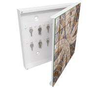 Tulup Armario de Llaves 30x30 cm | Blanco | Derecha | Montaje en Pared | Mosaico elegante | Frente Decorativo de Cristal | Organizador | 50 Ganchos | de Metal | Kit de Montaje Incluido