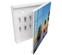 Tulup Armario Llavero 30x30 cm | Blanco | Derecha | Montaje en Pared | Barco de vela | de Metal | Frente Decorativo de Cristal | Kit de Montaje Incluido | Organizador | 50 Ganchos