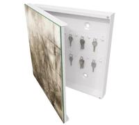 Tulup Armario Llavero 30x30 cm | Blanco | Izquierda | Montaje en Pared | Beige jungla | Organizador | 50 Ganchos | Frente Decorativo de Cristal | de Metal | Kit de Montaje Incluido
