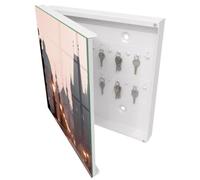 Tulup Armario Llavero 30x30 cm | Blanco | Izquierda | Montaje en Pared | Puente histórico | 50 Ganchos | Frente Decorativo de Cristal | Organizador | de Metal | Kit de Montaje Incluido