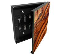 Tulup Armario Llavero 30x30 cm | Negros | Derecha | Montaje en Pared | Esencia de madera | de Metal | 50 Ganchos | Organizador | Frente Decorativo de Cristal | Kit de Montaje Incluido