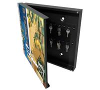 Tulup Armario Llavero 30x30 cm | Negros | Izquierda | Montaje en Pared | Jardín de verano | de Metal | 50 Ganchos | Kit de Montaje Incluido | Frente Decorativo de Cristal | Organizador